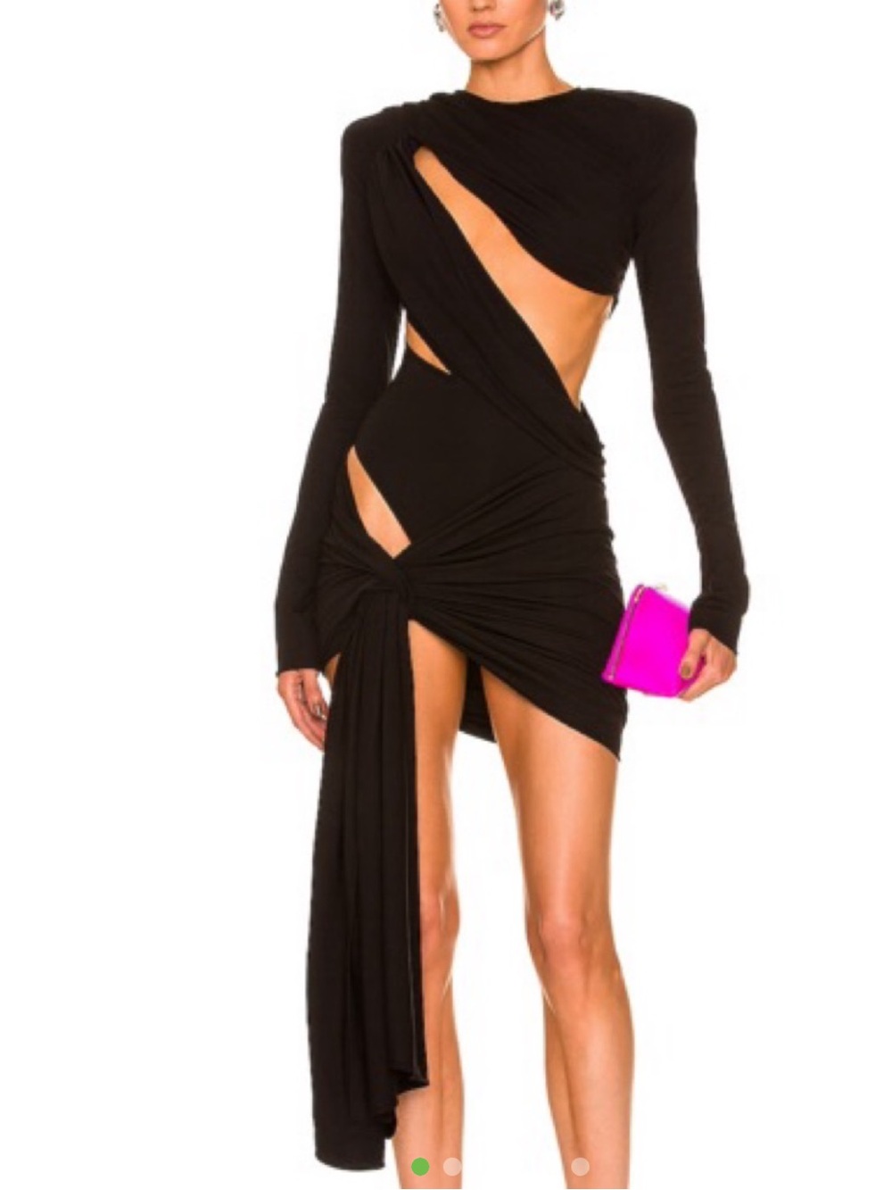 The attico Black Cutout Draped Mini Dress